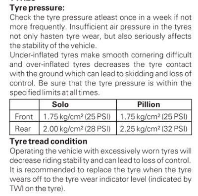 Tyre Pressure For Tvs Apache Rtr 160 4v 18 25 32psi Increase Mileage And Tyre Life